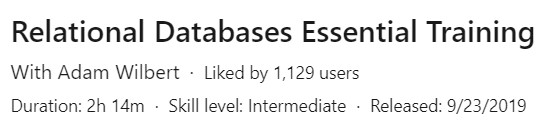 Pictures · Relational Databases Essential Training 2023-9