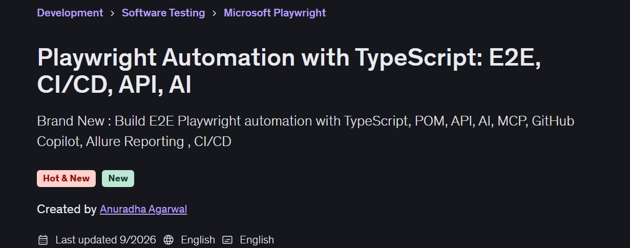 Pictures · Playwright Automation with TypeScript: E2E CI/CD API AI 2026-8
