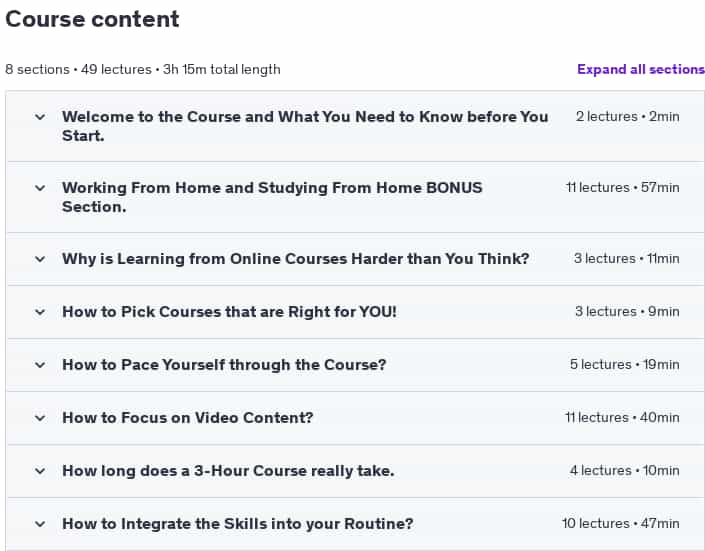 Course topics · Udemy — Learning How to Learn From Video Courses 2020-11