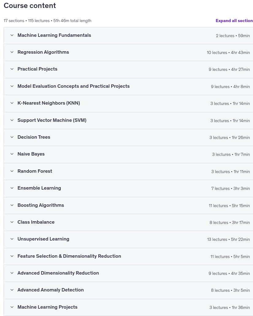 Course topics · Machine Learning Bootcamp: Learn, Practice & Build 2026-8