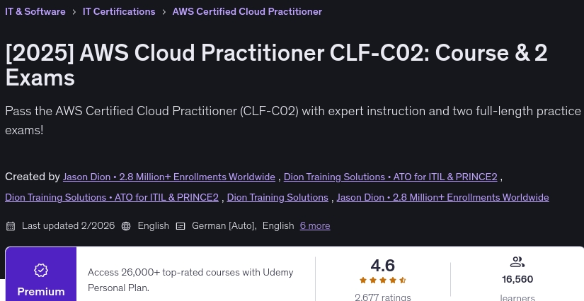 Images · [2025] AWS Cloud Practitioner CLF-C02 : Course & 2 Les examens 2026-2