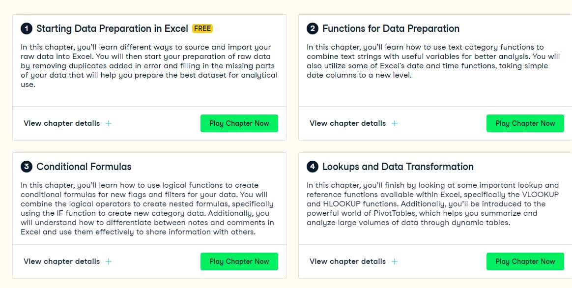 Course topics · Datacamp — Data Preparation in Excel 2023-11
