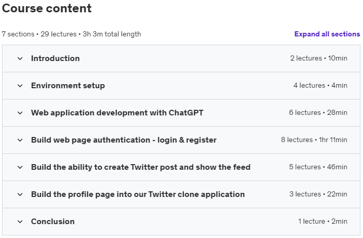 Course topics · Using ChatGPT for Web Development – MERN stack 2023-5