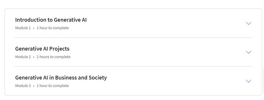 Course topics · Coursera — Generative AI for Everyone 2023-10