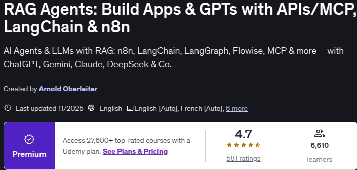 الصور · وكلاء RAG: بناء التطبيقات و GPTs مع APIs / MCP ، LangChain & n8n 2025-11