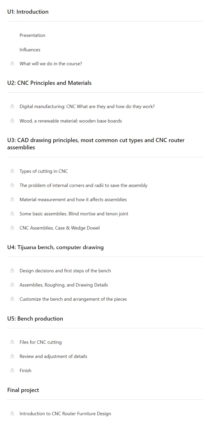 Course topics · Domestika — Introduction to CNC Router Furniture Design 2024-3