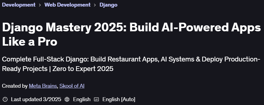 Pictures · Udemy — Django Mastery 2025: Build AI-Powered Apps Like a Pro 2025-2