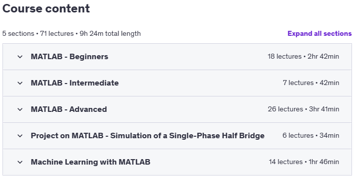 Course topics · Udemy — Mastering MATLAB for Beginners to Advanced 2024-6