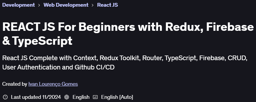 Pictures · Udemy — REACT JS For Beginners with Redux, Firebase & TypeScript 2023-9