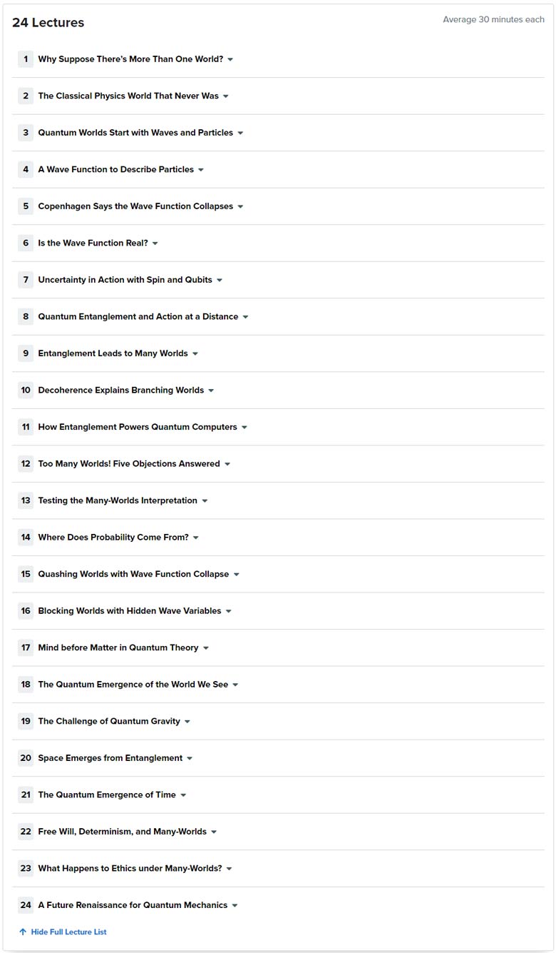 Course topics · The Many Hidden Worlds of Quantum Mechanics 2023-11