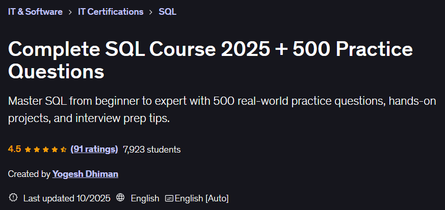图片 · 完整 SQL 跑步 2025 + 500 实践问题 2025-3