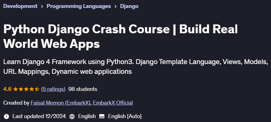 Pictures · Python Django Crash Course | Build Real World Web Apps 2024-12