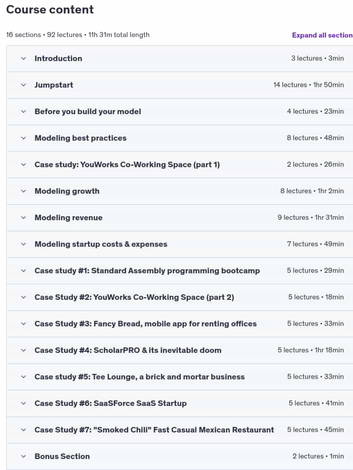 Course topics · Financial Modeling for Startups & Small Businesses 205-3