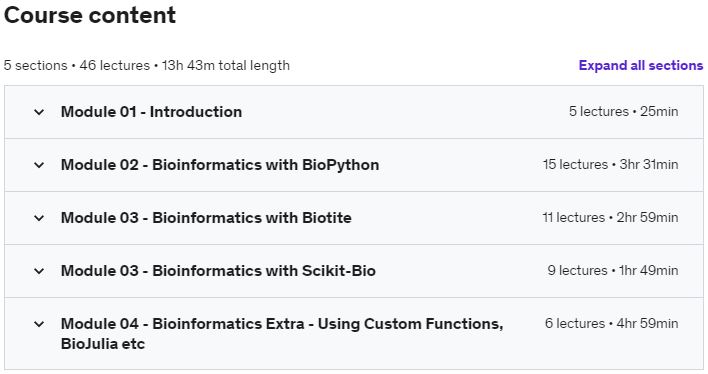 Course topics · Bioinformatics with Python 2020-11