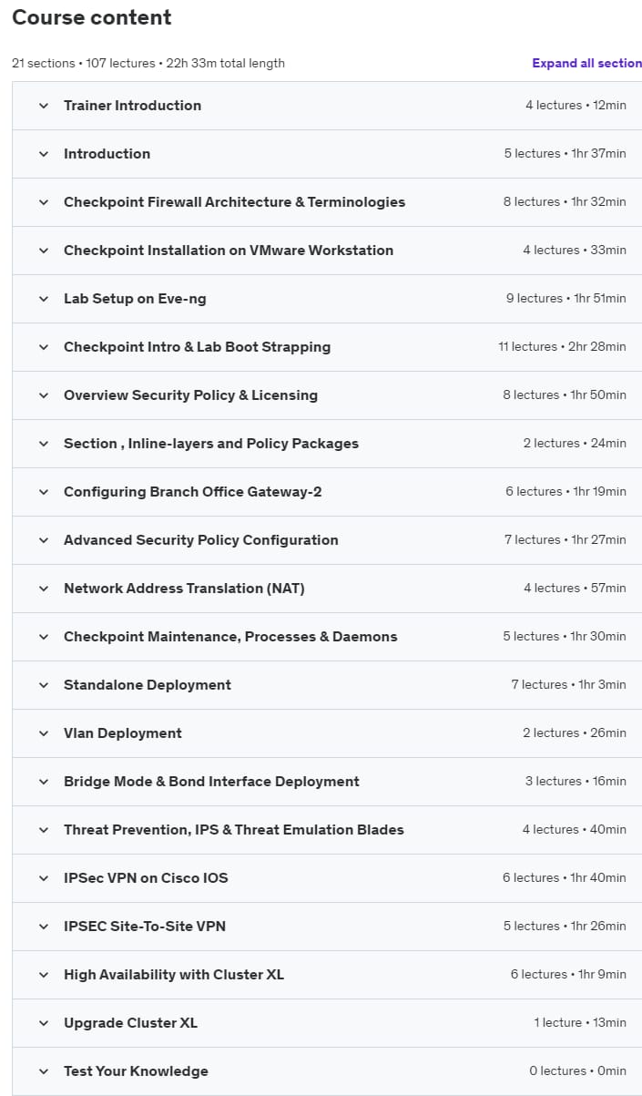 Course topics · Checkpoint Firewall R81 CCSA (Updated 2023) 2024-1