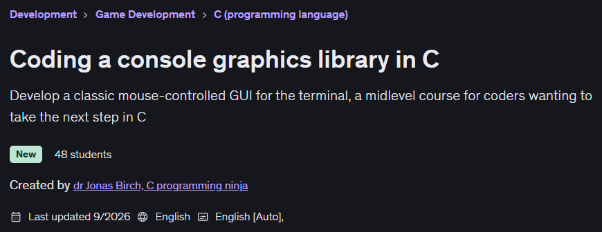 Pictures · Udemy — Coding a console graphics library in C 2026-7