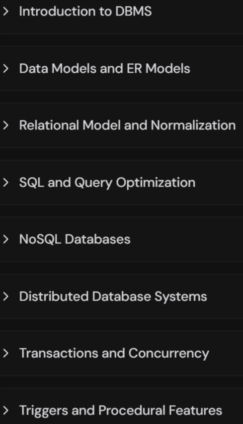Course topics · TakeUForward — DBMS Database Concepts 2025-8