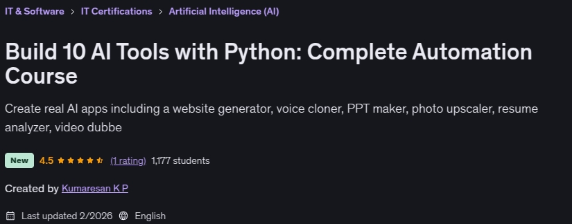 Pictures · Build 10 AI Tools with Python: Complete Automation Course 2026-1