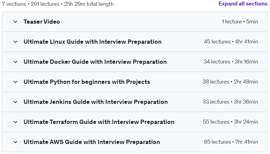 Course topics · Ultimate DevOps Guide with Interview Preparation 2022-7