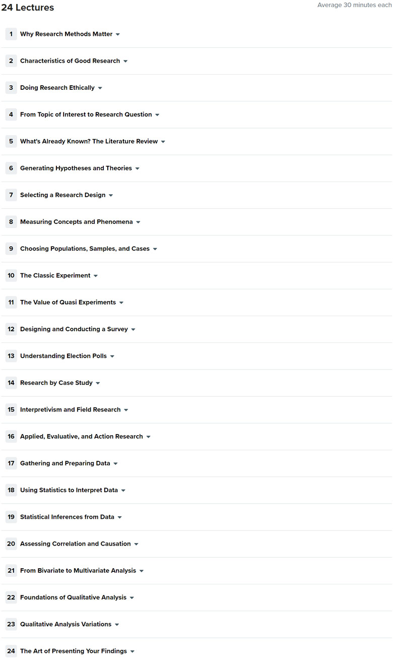 Course topics · Effective Research Methods for Any Project 2019-3