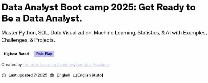 Pictures · Udemy — Data Analyst Boot camp 2025: Get Ready to Be a Data Analyst. 2025-7