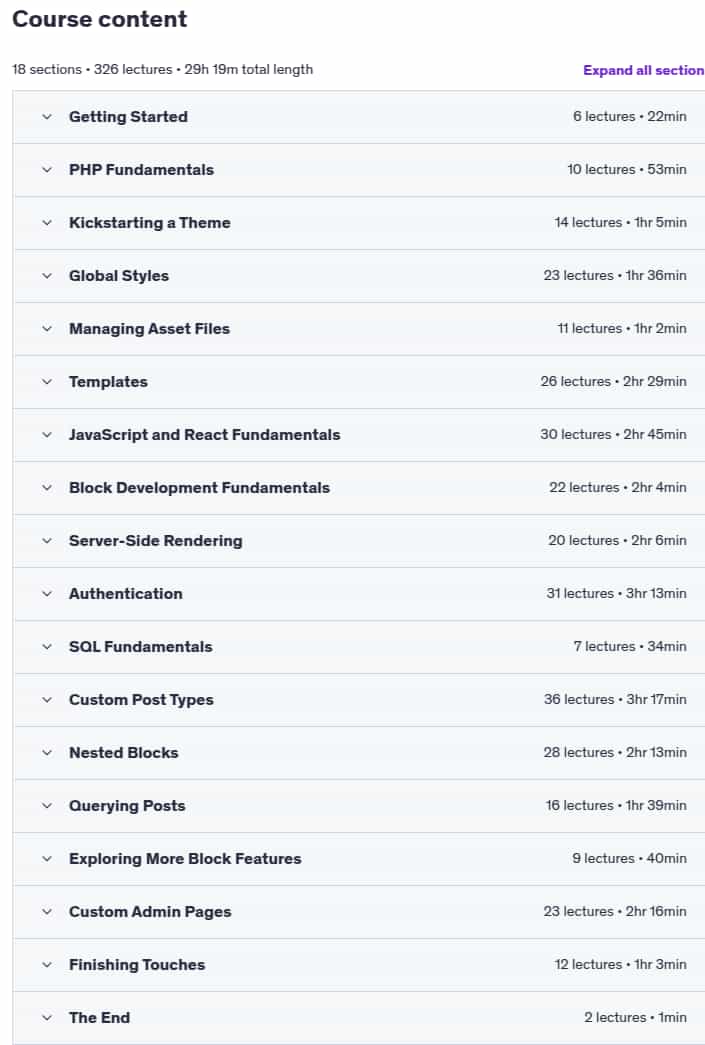 Course topics · Complete WordPress Developer Course – Plugins & Themes 2025-4