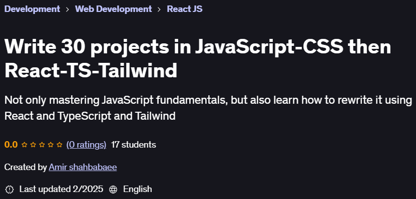 Pictures · Write 30 projects in JavaScript-CSS then React-TS-Tailwind 2025-2