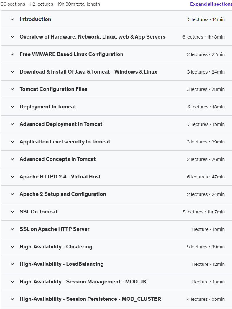 Course topics · Udemy — [Hot & New] Master Tomcat Server – The Complete Guide + AWS 2024-4