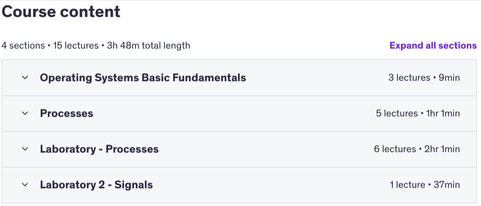 Course topics · Udemy — Introduction to Process Management – Operating Systems 2024-4