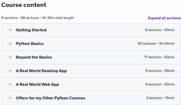 Course topics · Python for Beginners with Examples 2025-1
