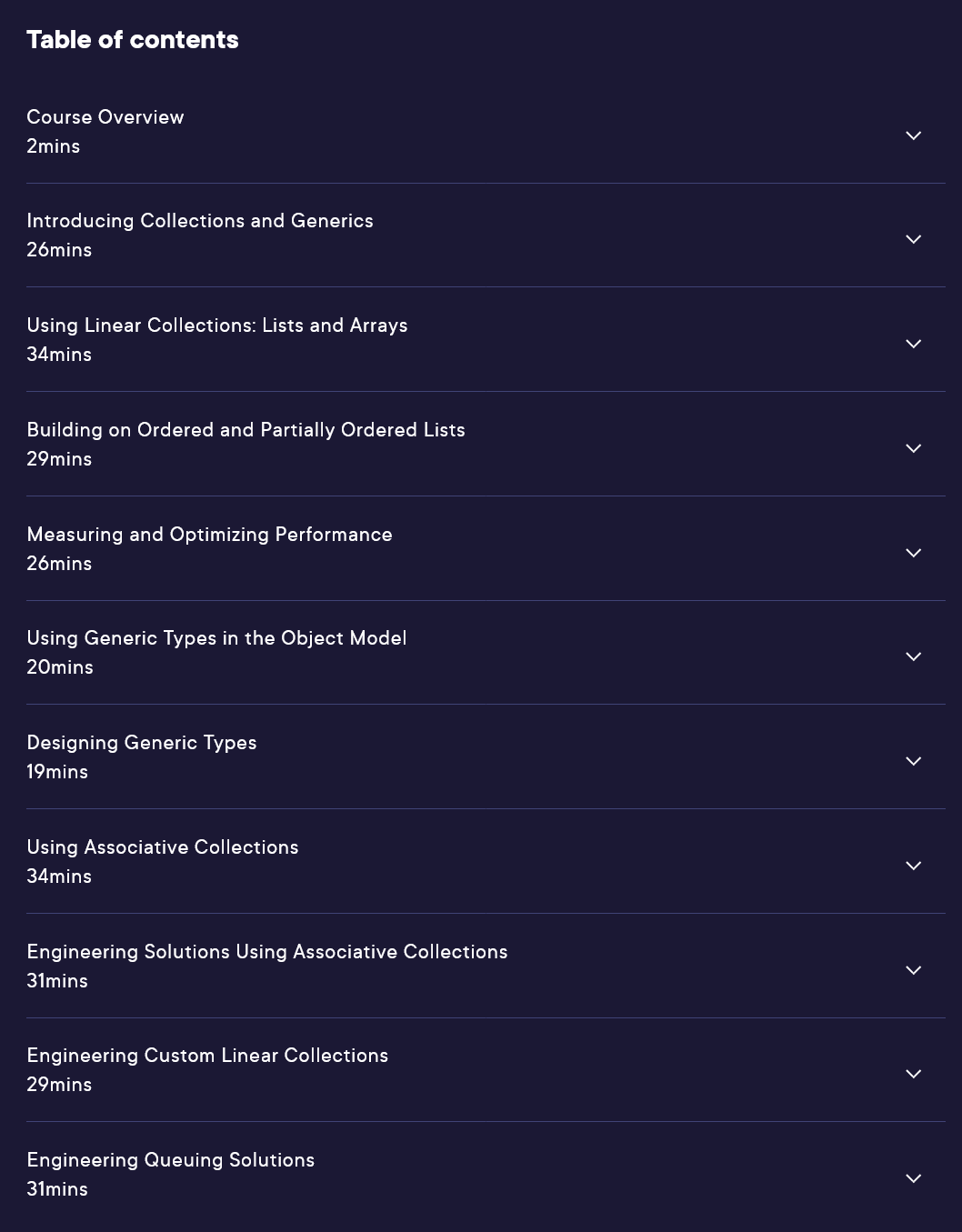Course topics · Pluralsight — Collections and Generics in C# 10 2022-3