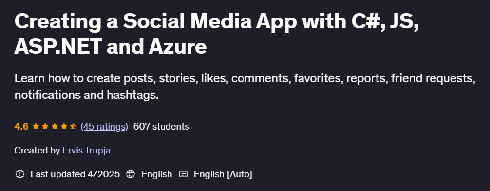 Pictures · Udemy — Creating a Social Media App with C#, JS, ASP.NET and Azure 2025-4
