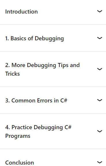Course topics · LinkedIn — Debugging in C# 2019-4