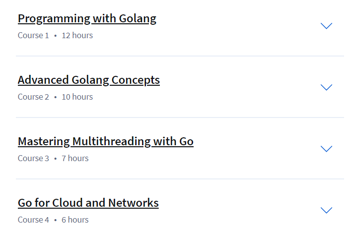 Course topics · Coursera — Go Programming Language Specialization 2024-10