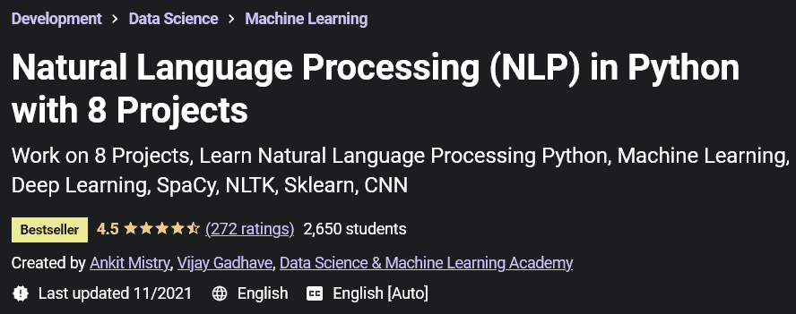 Pictures · Udemy — Natural Language Processing (NLP) in Python with 8 Projects 2021-11