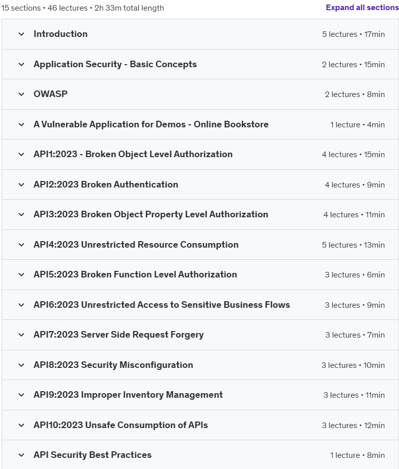 Course topics · Ultimate Guide to OWASP API Security Top 10 Risks – 2023 2024-9