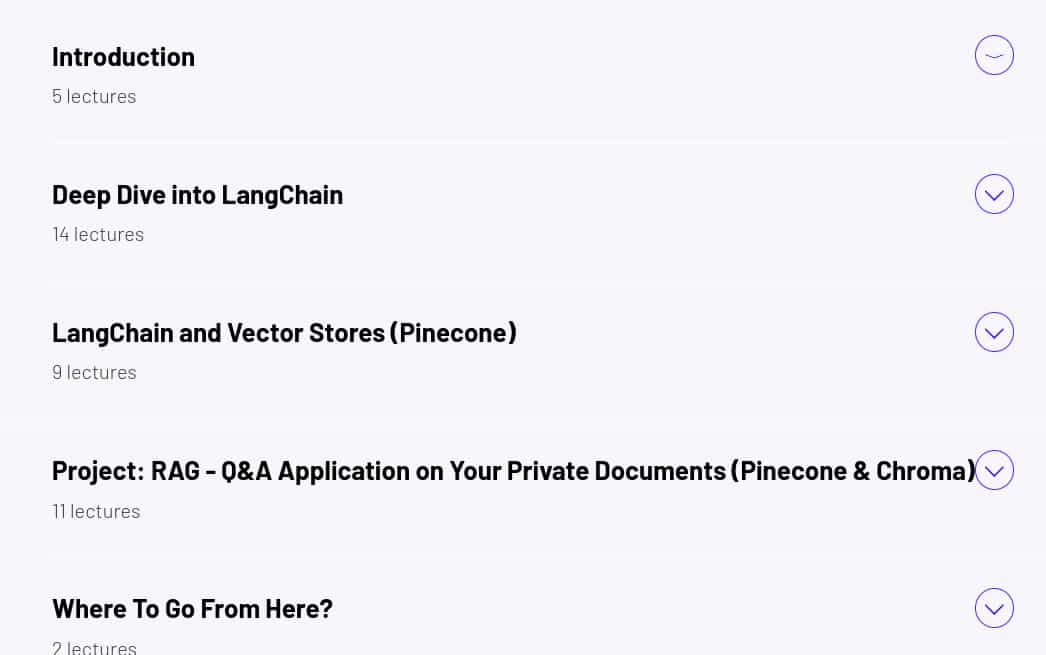 Course topics · ZeroToMastery — Developing LLM Apps with LangChain 2025-4