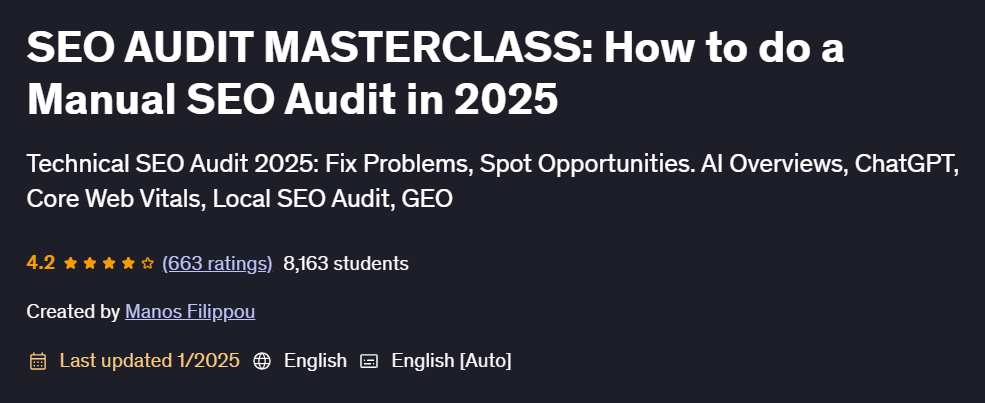 Pictures · SEO AUDIT MASTERCLASS: How to do a Manual SEO Audit in 2025 2025-1