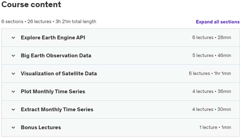 Course topics · Big Geospatial Data Analysis with Google Earth Engine 2022-8