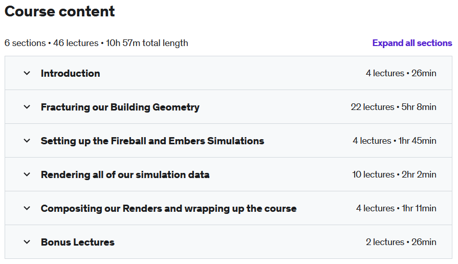 Course topics · Houdini FX : Creating a Building Explosion 2021-11