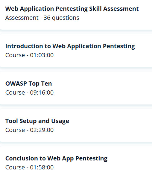 Course topics · infosecinstitute — Infosec Institute – Web Application Pentesting Learning Path 2020-10