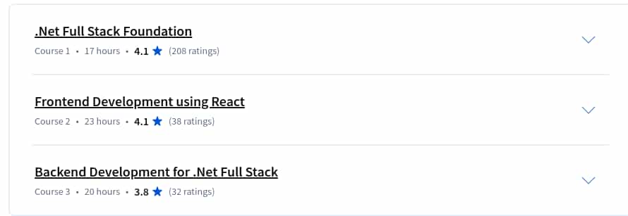Course topics · .NET FullStack Developer Specialization 2024-11