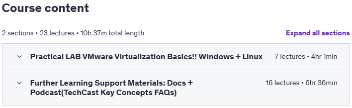 Course topics · Practical LAB VMware Virtualization Basics!! Windows + Linux 2025-3