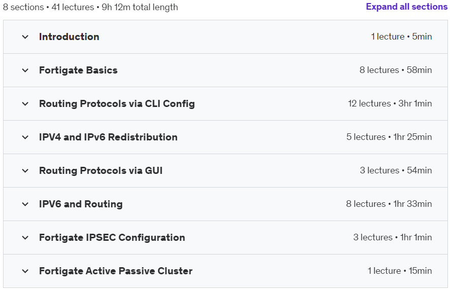 Course topics · FortiGate Firewall Basics 2024-4