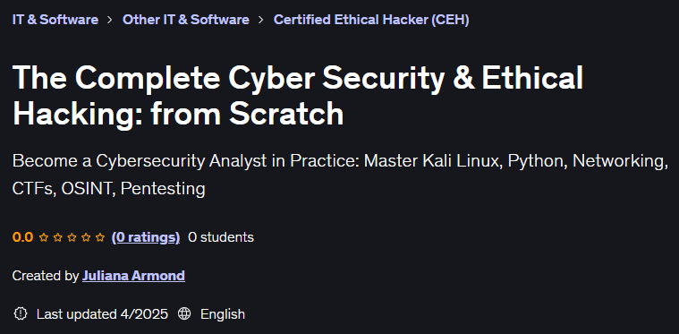 الصور · The Complete Cyber Security & Ethical Hacking: من Scratch 2025-2