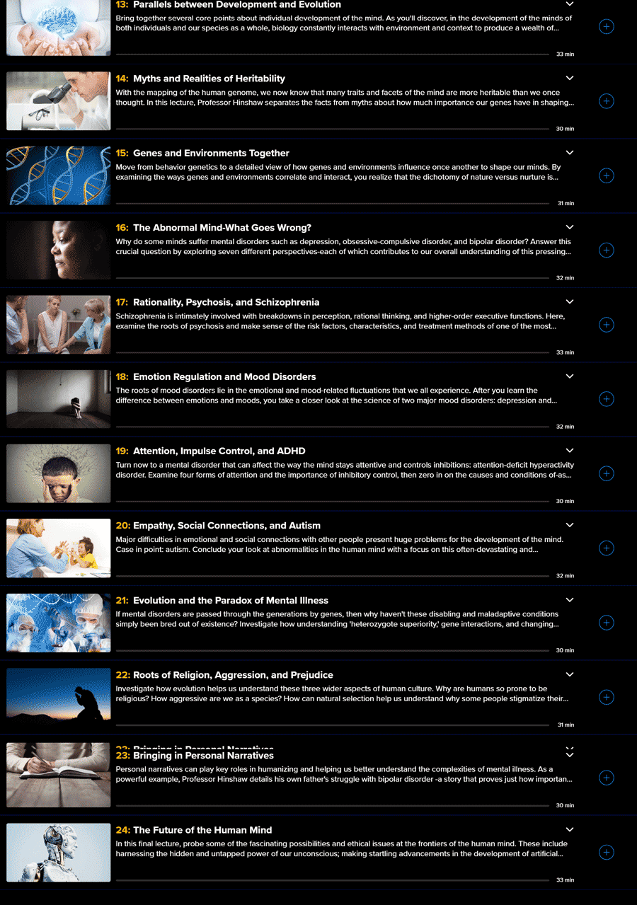 Kursthemen · The Great Courses Plus – Ursprünge des menschlichen Verstandes 2018-9