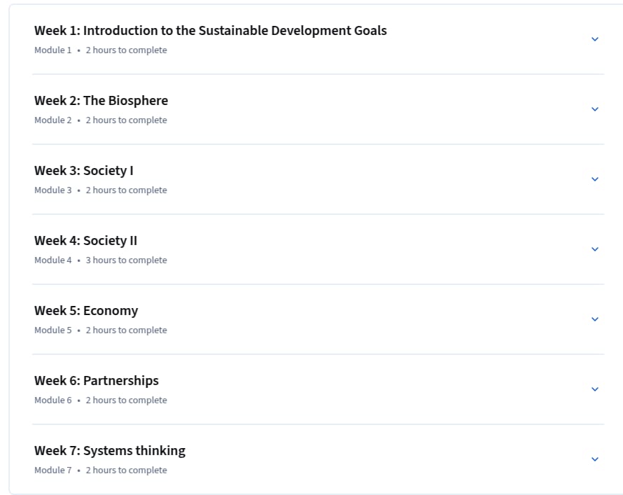 Course topics · Driving business towards the Sustainable Development Goals 2026-2