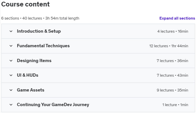 Course topics · Pixel Art Fundamentals: Introduction to 2D Game Pixel Art 2023-4
