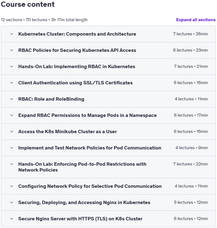 Sujets du cours · Maîtrise des Kubernetes API Politiques de sécurité et de réseau 2025-3