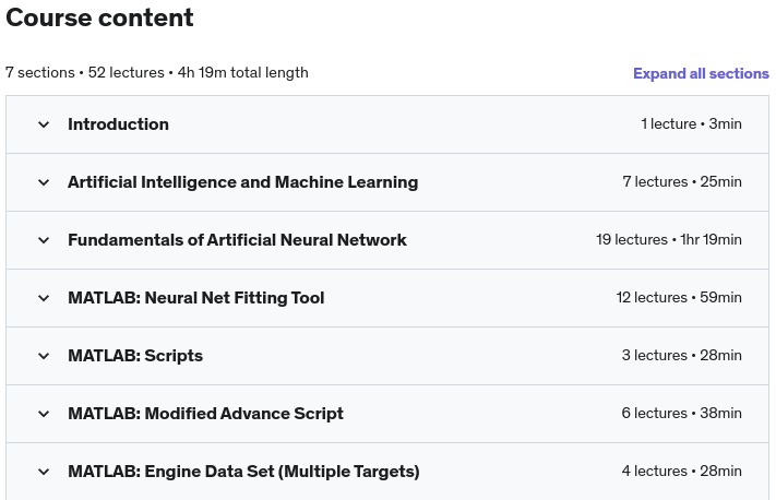 Course topics · Udemy — Artificial Neural Network and Machine Learning using MATLAB 2021-10